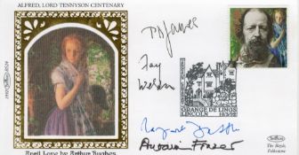 Anthony Fraser, PD James, Fay Weldon and Margaret Drabble signed Alfred Lord Tennyson Centenary