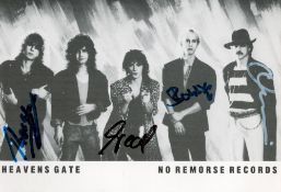 Heaven’s Gate signed 6x4 Photo Card. Signed by 4 members. Heaven’s Gate was a German heavy metal