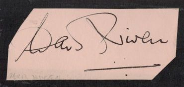 David Niven signed irregular album page cutting fixed to 4x2 black card. British actor, memoirist,