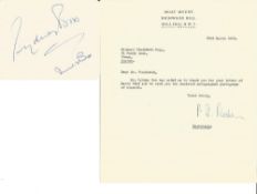 Film Producer Frank Sydney Box signed card with covering letter 1953. Box (29 April 1907 – 25 May