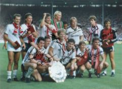 Autographed Man United 16 X 12 Photo colour, Depicting A Wonderful Image Showing Players Celebrating