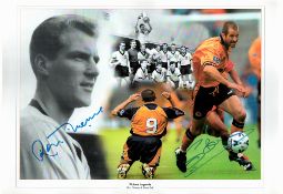 Football Ron Flowers and Steve Bull signed 16x12 Wolves Legends colour montage print. Good