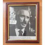 Christopher Lee framed signature piece. An Eye for an Eye Actor. Featuring a black and white lobby