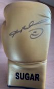 Sugar Ray Leonard signed Golden Sugar Boxing Glove fantastic item from one of all-time great of