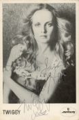 Twiggy signed 6x4 black and white promo photo dedicated. Good condition. All autographs come with