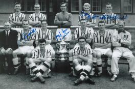 Autographed Aston Villa 12 X 8 Photo black and white, Depicting A Superb Image Showing Players