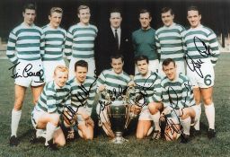 Autographed Celtic 12 X 8 Photo colour, Depicting Celtics 1967 European Cup Winning Team And Manager