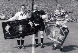 Autographed Billy Mcneill / Dave Mackay 12 X 8 Photo B/W, Depicting A Wonderful Image Showing The