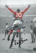 Football Geoff Hurst and Martin Peters signed 20x16 Colourised photo pictured celebrating during the