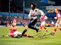 Autographed Ryan Giggs 16 X 12 Photo Col, Depicting An Iconic Moment For All Manchester United Fans,