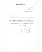 Sport Vic Elford typed signed letter 1968, on his personal letterhead, replying to an autograph