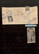 Tyrone Power, Bob Monkhouse and Richard Hearne Multi signed A4 Sheet. Good condition. All autographs