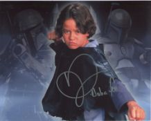 Star Wars junior Boba Fett photo signed by Daniel Logan as the young Boba Fett. Good condition.