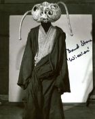 Star Wars 8x10 photo from Return of the Jedi, signed by actor David Stone as Wioslea. Good