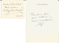 Film Producer Anthony Darnborough signed card with hand written initialled note on his own letter