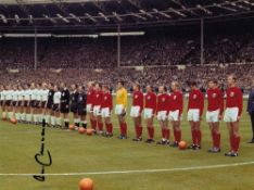 Autographed Franz Beckenbauer 8 X 6 Photo Col, Depicting West German Players Lining Up Shoulder To