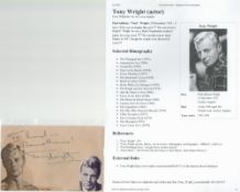 Tony Wright signed 6x4 Album Page. On reverse side is Vernon Gray. Wright (10 December 1925 – 6 June