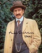 Poirot 8x10 photo signed by actor Philip Jackson as Inspector Japp. Good condition. All autographs