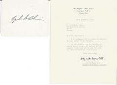 Author Nigel Marlin Balchin signed card and covering letter dated 1965. He was an English