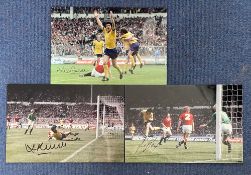 Autographed Arsenal 12 X 8 Photos colour, Set Of 3 Photos Depicting The Goals Scored In Arsenals 3 2