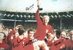 Football England World Cup Winners 1966 multi signed 16x12 colour photo signatures included are