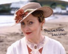 Poirot 8x10 photo signed by actress Pauline Moran as Miss Lemon. Good condition. All autographs come