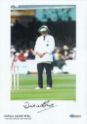 Cricket Harold Dickie Bird signed Two Hats Are Better Than One 16x12 colour print. Good condition.