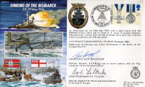 HMS Hood. FDC hand signed by Ted Briggs and Bob Tilburn, two of only three men to survive the