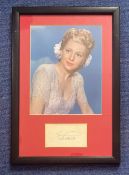 Joan Fontaine 17x12 mounted and framed signature display includes signed album page and a stunning