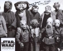 Star Wars 8x10 photo from Return of the Jedi, signed by actor David Stone as Wioslea and Eileen