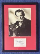 Peter Cushing 20x14 mounted and framed signature display includes a signed album page and a