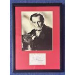 Peter Cushing 20x14 mounted and framed signature display includes a signed album page and a