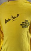 Gordon Banks signed 1966 Retro Replica England World Cup Winners Goalkeeper shirt. Gordon Banks