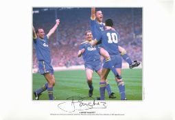 Football Lawrie Sanchez signed 16x12 colour print pictured celebrating after scoring for Wimbledon