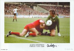 Football Alex Stepney signed 17x12 Manchester United Legend colour print. Good condition. All