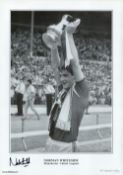 Football Norman Whiteside signed 17x12 Manchester United legend black and white print. Good