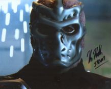 Friday the 13th horror movie 8x10 photo signed by actor Kane Hodder. Good condition. All