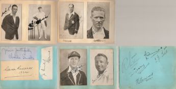 Cricket and Horse Racing Legends collection 5 multi signed album pages includes Don Bradman,