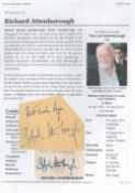 Richard Attenborough signed album page cutout. Also comes with a stamped autograph. Attenborough