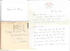 Chess Rowena M Bruce signed card, hand written letter with very good content regarding upcoming