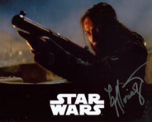Star Wars 8x10 photo signed by actress Gloria Garcia as a Jakku villager. Good condition. All