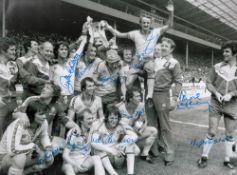 Autographed Southampton 16 X 12 Photo black and white, Depicting A Superb Image Showing Players