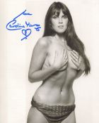 007 Bond girl Caroline Munro signed sexy topless 8x10 photo. Good condition. All autographs come