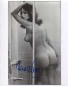 007 Bond girl Lana Wood signed photo, desirable image of her topless in the shower. Good
