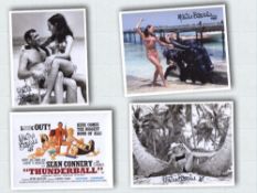 007 James Bond. Collection of four 8x10 photos from Thunderball, each signed by Bond girl Martine