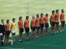 Autographed Rob Rensenbrink 8 X 6 Photo Col, Depicting Netherland Players Lining Up Shoulder To