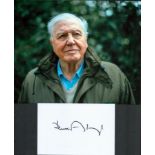 Sir David Attenborough signed 6 x 4 white card. Accompanying the signed card is an unsigned glossy