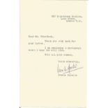 Actress Ursula Howells typed signed letter replying to an autograph request. Ursula Howells (17
