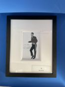 TV Legend Bruce Forsyth Hand signed 6x4 Black and White photo set within a 13x10. 5 black wooden