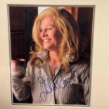 Actress Julie Christie Hand signed 10x8 Colour Photo in bronze scratch effect Frame measuring